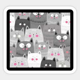 Pattern gray cute cats Sticker